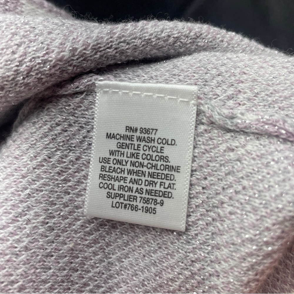 NWT Liz Claiborne White Purple Sparkly Plaid One Button Cardigan Sz PM - Picture 3 of 7